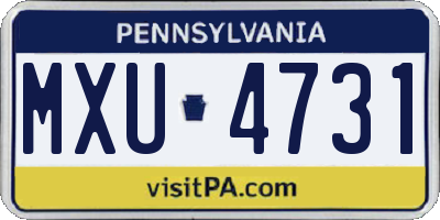 PA license plate MXU4731