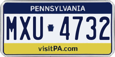 PA license plate MXU4732