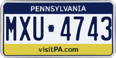 PA license plate MXU4743