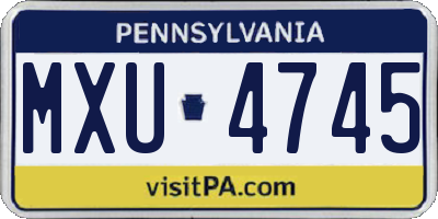 PA license plate MXU4745