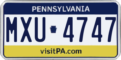 PA license plate MXU4747