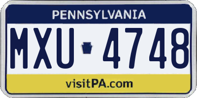 PA license plate MXU4748