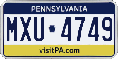 PA license plate MXU4749