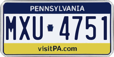 PA license plate MXU4751