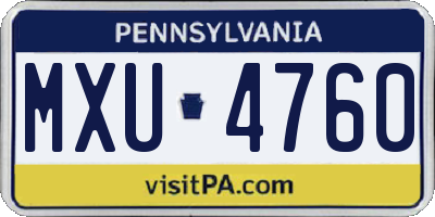 PA license plate MXU4760