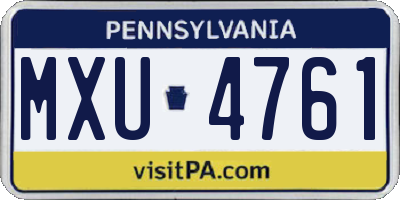 PA license plate MXU4761