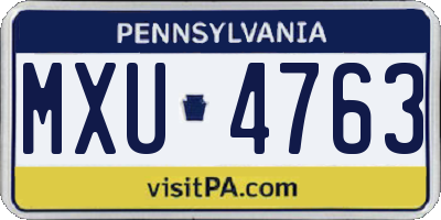 PA license plate MXU4763