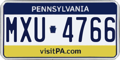 PA license plate MXU4766