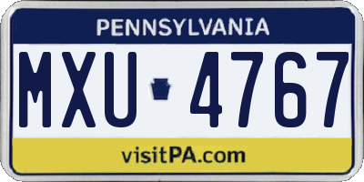 PA license plate MXU4767