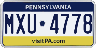 PA license plate MXU4778