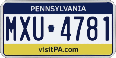 PA license plate MXU4781