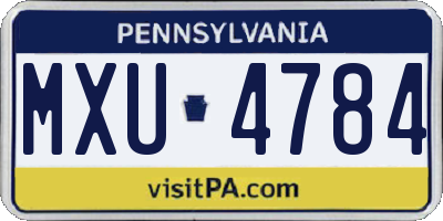 PA license plate MXU4784