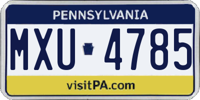 PA license plate MXU4785
