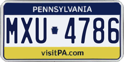 PA license plate MXU4786