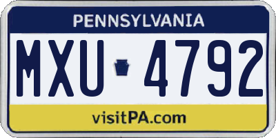 PA license plate MXU4792