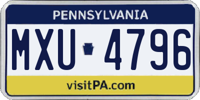 PA license plate MXU4796