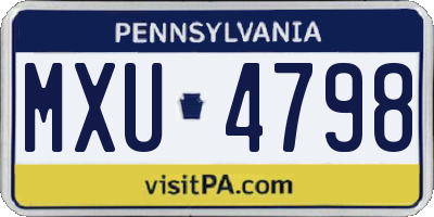 PA license plate MXU4798