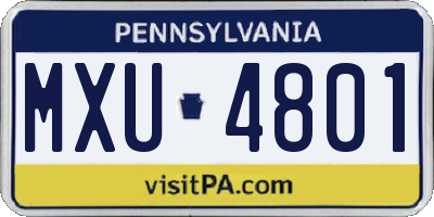 PA license plate MXU4801