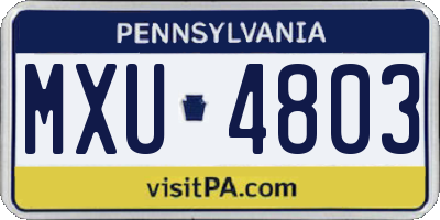 PA license plate MXU4803