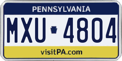 PA license plate MXU4804
