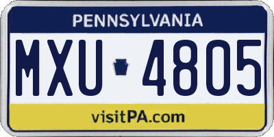 PA license plate MXU4805
