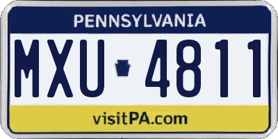PA license plate MXU4811