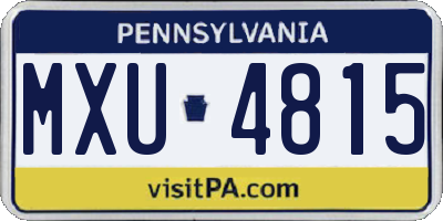 PA license plate MXU4815