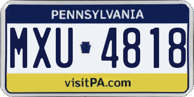 PA license plate MXU4818