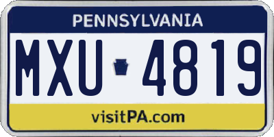 PA license plate MXU4819