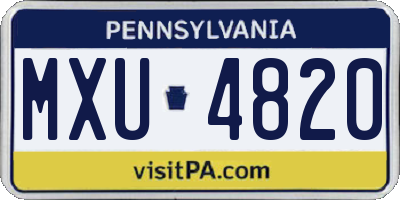 PA license plate MXU4820