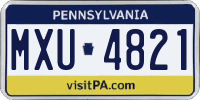 PA license plate MXU4821