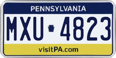 PA license plate MXU4823