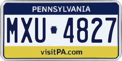 PA license plate MXU4827