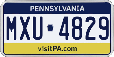 PA license plate MXU4829