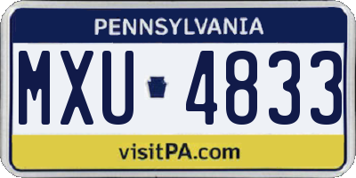 PA license plate MXU4833