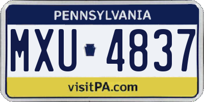 PA license plate MXU4837