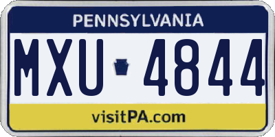 PA license plate MXU4844