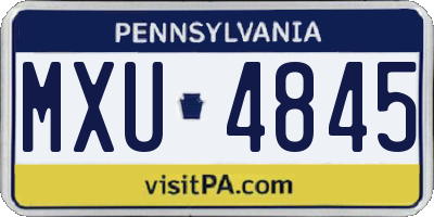 PA license plate MXU4845