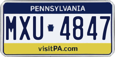 PA license plate MXU4847
