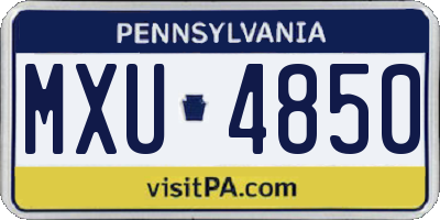 PA license plate MXU4850