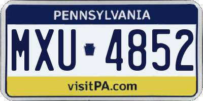 PA license plate MXU4852