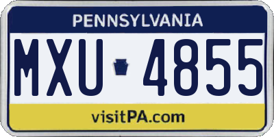 PA license plate MXU4855