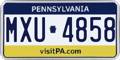 PA license plate MXU4858