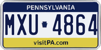 PA license plate MXU4864