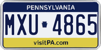 PA license plate MXU4865