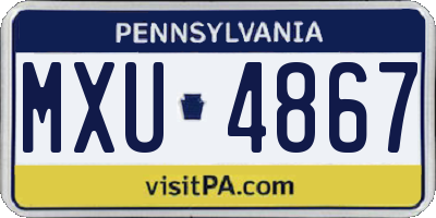 PA license plate MXU4867
