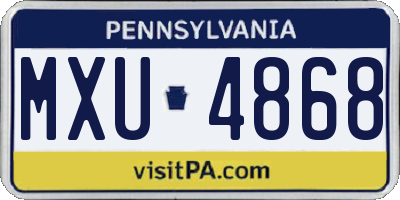 PA license plate MXU4868