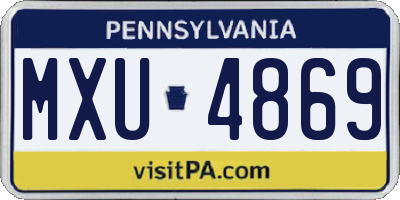 PA license plate MXU4869