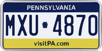 PA license plate MXU4870
