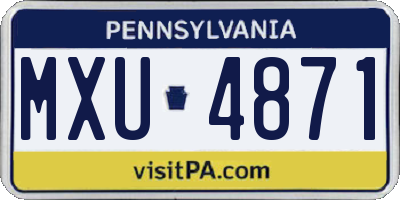 PA license plate MXU4871